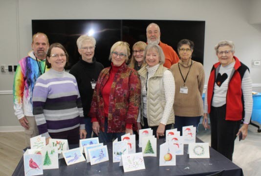 GCWS Members with their painted Christmas Cards